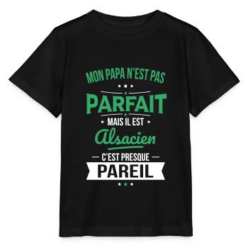 Mon papa n'est pas parfait - Alsacien - T-shirt bio MINI CREATOR Stanley/Stella Enfant - noir - Devant - Mikhail (115cm)