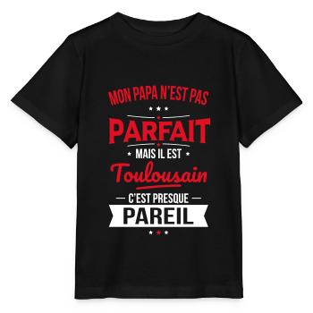 Mon papa n'est pas parfait - Toulousain - T-shirt bio MINI CREATOR Stanley/Stella Enfant - noir - Devant - Mikhail (115cm)