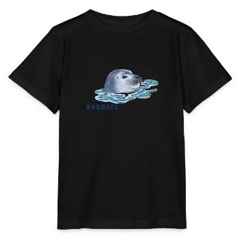 Seehund, Nordsee, Meer - Stanley/Stella Kinder T-Shirt MINI CREATOR  - Schwarz - Vorne - Mikhail (115cm)