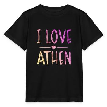 I Love Athen - Stanley/Stella Kinder T-Shirt MINI CREATOR  - Schwarz - Vorne - Mikhail (115cm)