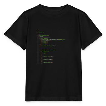 Programmation HTML. Chemise de ballot - T-shirt bio MINI CREATOR Stanley/Stella Enfant - noir - Devant - Mikhail (115cm)