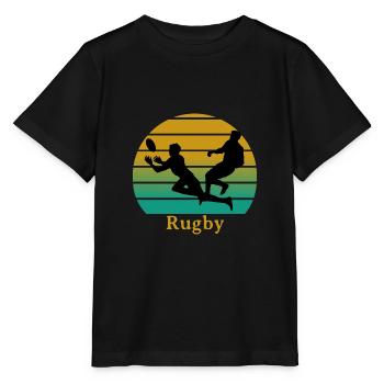 rugby sunset - Stanley/Stella MINI CREATOR Kids’ T-Shirt - black - Front - Mikhail (115cm)