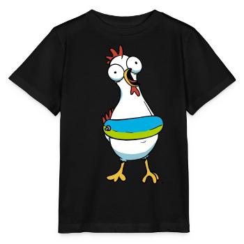Huhn Schwimmer Schwimmring Henne Geflügel - Stanley/Stella Kinder T-Shirt MINI CREATOR  - Schwarz - Vorne - Mikhail (115cm)