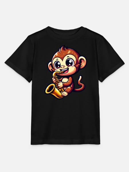 Affe Saxofon Jazz Musik Musiker - Stanley/Stella Kinder T-Shirt MINI CREATOR - Schwarz