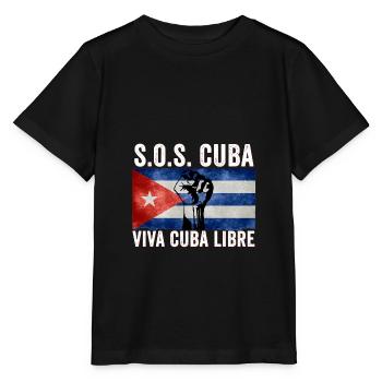 Viva Cuba Libre SOS Cuba - T-shirt bio MINI CREATOR Stanley/Stella Enfant - noir - Devant - Mikhail (115cm)