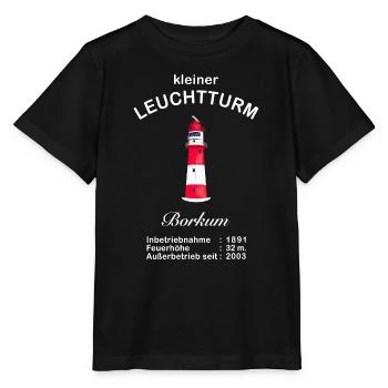 Insel Borkum, Wahrzeichen Kleiner Leuchtturm - Stanley/Stella Kinder T-Shirt MINI CREATOR  - Schwarz - Vorne - Mikhail (115cm)