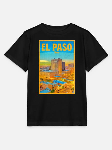 El Paso Skyline Retro - Stanley/Stella Kinder T-Shirt MINI CREATOR - Schwarz