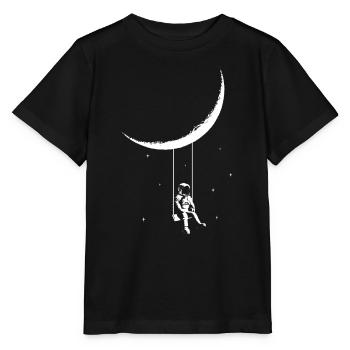 Astronaut schaukelt unter dem Moond Streetart Stil - Stanley/Stella Kinder T-Shirt MINI CREATOR  - Schwarz - Vorne - Mikhail (115cm)