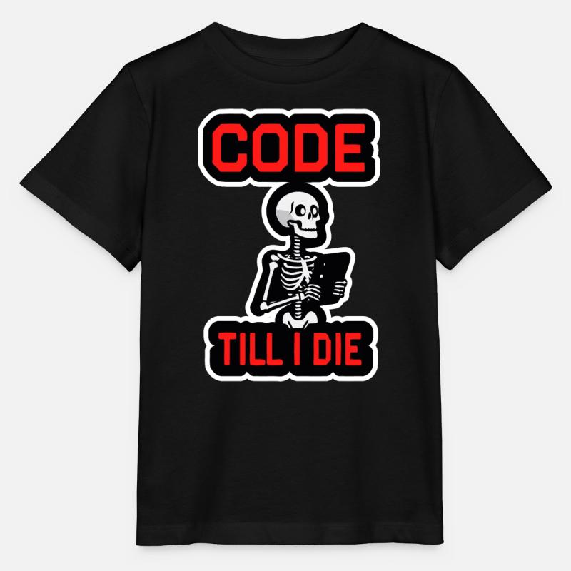 Skelett mit Computer CODE TILL I DIE - Stanley/Stella Kinder T-Shirt MINI CREATOR  - Schwarz