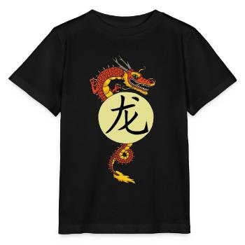 Dragon rouge chinois - T-shirt bio MINI CREATOR Stanley/Stella Enfant - noir - Devant - Mikhail (115cm)