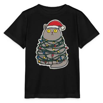 Clumsy Cat Christmas - Stanley/Stella MINI CREATOR Kids’ T-Shirt - black - Front - Mikhail (115cm)