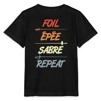 Foil Epee Sabre Repetition - Stanley/Stella MINI CREATOR Kids’ T-Shirt - black - Front - Mikhail (115cm)