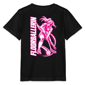 Floorball Powerfrau - Stanley/Stella Kinder T-Shirt MINI CREATOR  - Schwarz - Vorne - Mikhail (115cm)