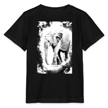 éléphant en noir et blanc - T-shirt bio MINI CREATOR Stanley/Stella Enfant - noir - Devant - Mikhail (115cm)