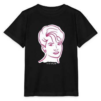 80er Jahre / Frau Porträt / Frauenpower / minavi - Stanley/Stella Kinder T-Shirt MINI CREATOR  - Schwarz - Vorne - Mikhail (115cm)
