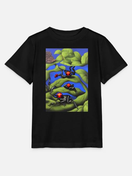 Frösche auf Pflanze - Stanley/Stella Kinder T-Shirt MINI CREATOR  - Schwarz