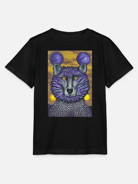 Wolf mit Mond - Stanley/Stella Kinder T-Shirt MINI CREATOR - Schwarz