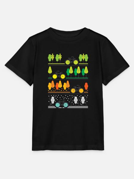 Radfahren durch die vier Jahreszeiten (graue Linien) - Stanley/Stella Kinder T-Shirt MINI CREATOR - Schwarz