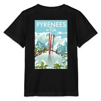 Pyrenäen zum Skifahren schöne Retro- oder Vintage-Karikatur - Stanley/Stella Kinder T-Shirt MINI CREATOR  - Schwarz - Vorne - Mikhail (115cm)