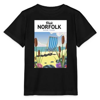 Norfolk Seaside Travel Poster - Stanley/Stella Kinder T-Shirt MINI CREATOR  - Schwarz - Vorne - Mikhail (115cm)