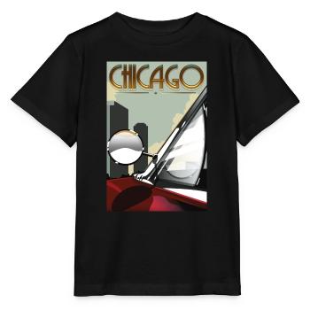 Affiche Chicago Car Travel - T-shirt bio MINI CREATOR Stanley/Stella Enfant - noir - Devant - Mikhail (115cm)