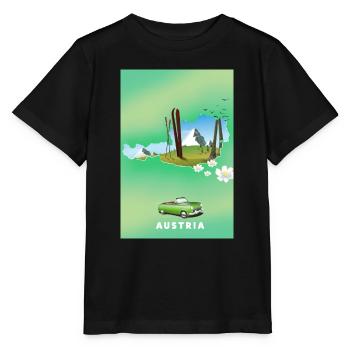 Österreich Skiplakat - Stanley/Stella Kinder T-Shirt MINI CREATOR  - Schwarz - Vorne - Mikhail (115cm)