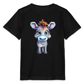 Dessin à l’aquarelle zébrée - T-shirt bio MINI CREATOR Stanley/Stella Enfant - noir - Devant - Mikhail (115cm)