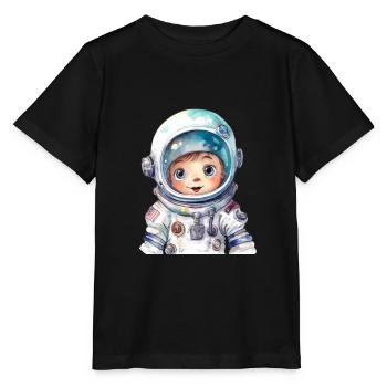 Astronaut Watercolor Drawing - Stanley/Stella MINI CREATOR Kids’ T-Shirt - black - Front - Mikhail (115cm)