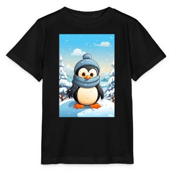 Penguin in winter wonderland - Stanley/Stella MINI CREATOR Kids’ T-Shirt - black - Front - Mikhail (115cm)