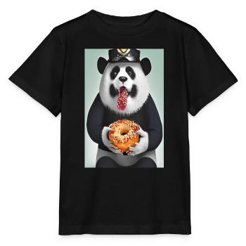 Panda-Donut - Stanley/Stella Kinder T-Shirt MINI CREATOR  - Schwarz - Vorne - Mikhail (115cm)