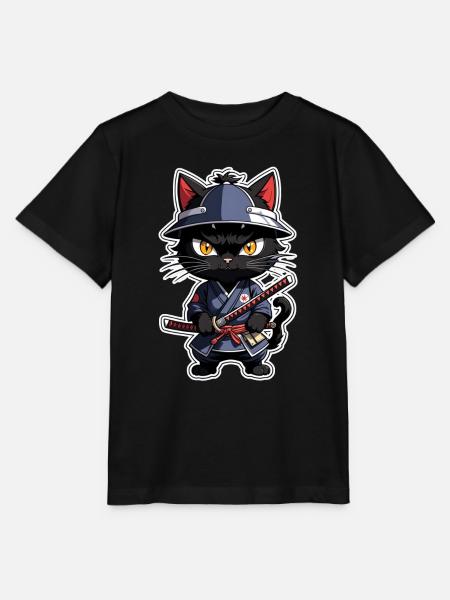 Ninja Katze - Samurai Kätzchen - Stanley/Stella Kinder T-Shirt MINI CREATOR - Schwarz