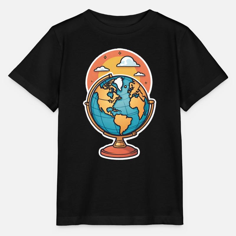 Globe stylized - Stanley/Stella MINI CREATOR Kids’ T-Shirt - black