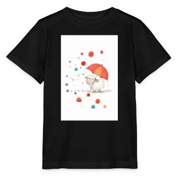 Schaf mit Regenschirm gemalt - Stanley/Stella Kinder T-Shirt MINI CREATOR  - Schwarz - Vorne - Mikhail (115cm)