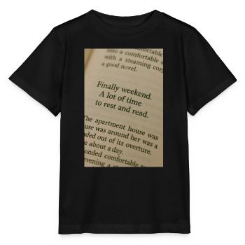Page in book - Finally weekend - Stanley/Stella MINI CREATOR Kids’ T-Shirt - black - Front - Mikhail (115cm)