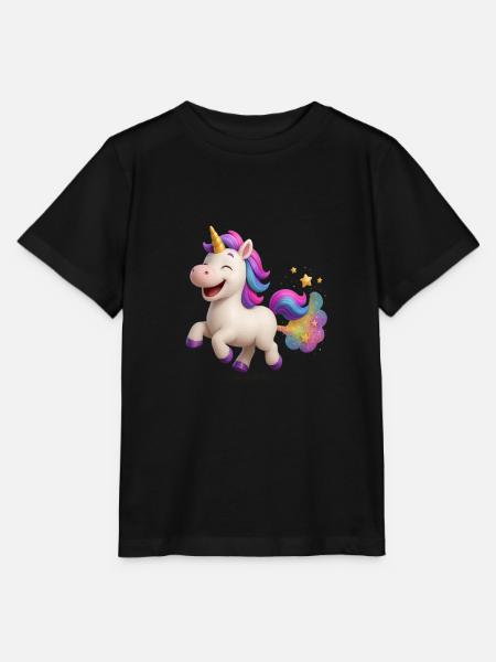 Bund glitzerndes und pupsendes Einhorn - Stanley/Stella Kinder T-Shirt MINI CREATOR  - Schwarz