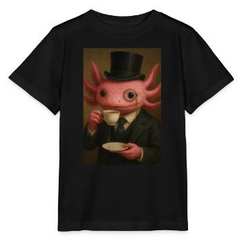 Gentleman Axolotl Tea Time - Stanley/Stella Kinder T-Shirt MINI CREATOR  - Schwarz - Vorne - Mikhail (115cm)