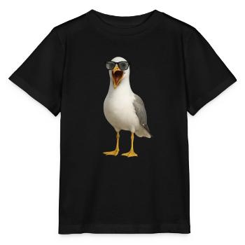 Screaming Seagull with Sunglasses - Stanley/Stella MINI CREATOR Kids’ T-Shirt - black - Front - Mikhail (115cm)