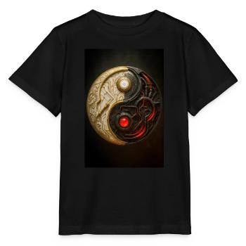 Cyber Yin Yang Gleichgewicht - Stanley/Stella Kinder T-Shirt MINI CREATOR  - Schwarz - Vorne - Mikhail (115cm)