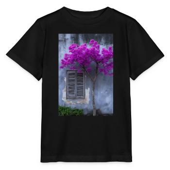 Vibrant Blossom Against Rustic Wall - Stanley/Stella MINI CREATOR Kids’ T-Shirt - black - Front - Mikhail (115cm)