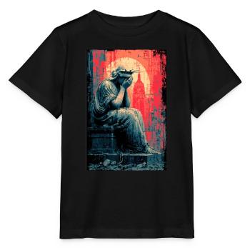 Weinende Freiheitsstatue - Stanley/Stella Kinder T-Shirt MINI CREATOR  - Schwarz - Vorne - Mikhail (115cm)