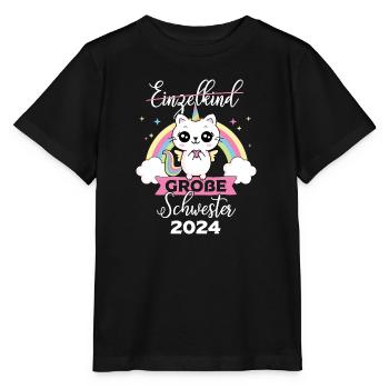 Einzelkind Große Schwester 2024 Schwangerschaft - Stanley/Stella Kinder T-Shirt MINI CREATOR  - Schwarz - Vorne - Mikhail (115cm)