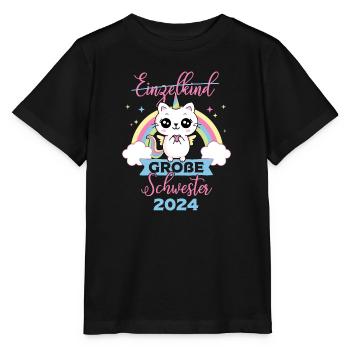 Einzelkind Große Schwester 2024 Schwangerschaft - Stanley/Stella Kinder T-Shirt MINI CREATOR  - Schwarz - Vorne - Mikhail (115cm)