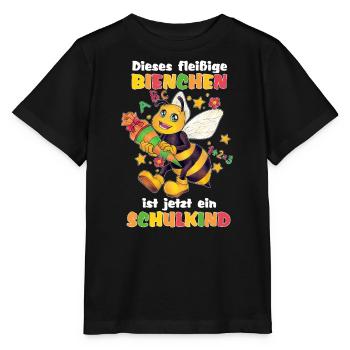 Biene fleißig Schule Zuckertüte Bienchen Kind - Stanley/Stella Kinder T-Shirt MINI CREATOR  - Schwarz - Vorne - Mikhail (115cm)