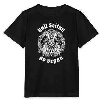 HAIL SEITAN - go vegan - Stanley/Stella MINI CREATOR Kids’ T-Shirt - black - Front - Mikhail (115cm)