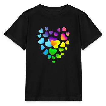 Cœur Cœurs Cœurs Colorés Coeurs - T-shirt bio MINI CREATOR Stanley/Stella Enfant - noir - Devant - Mikhail (115cm)
