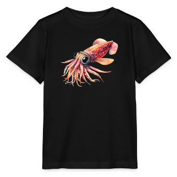 Cute Firefly Squid, Watercolor - Stanley/Stella MINI CREATOR Kids’ T-Shirt - black - Front - Mikhail (115cm)