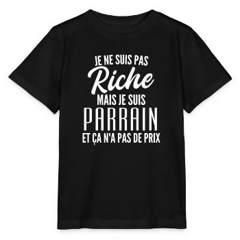 je ne suis pas riche mais je suis parrain - T-shirt bio MINI CREATOR Stanley/Stella Enfant - noir - Devant - Mikhail (115cm)