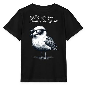 Malle ist nur einmal im Jahr Mallorca Möwe Shirt - Stanley/Stella Kinder T-Shirt MINI CREATOR  - Schwarz - Vorne - Mikhail (115cm)
