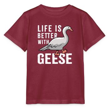 La vie avec les oies, mignon oiseau ironique - T-shirt bio MINI CREATOR Stanley/Stella Enfant - bordeaux - Devant - Kain (125cm)
