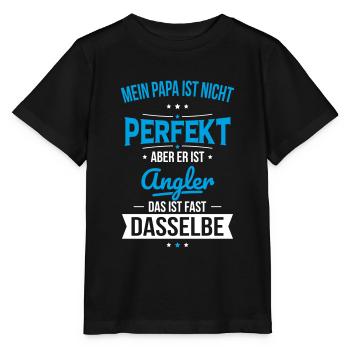 Mein Papa ist nicht perfekt aber er ist Angler - Stanley/Stella Kinder T-Shirt MINI CREATOR  - Schwarz - Vorne - Mikhail (115cm)